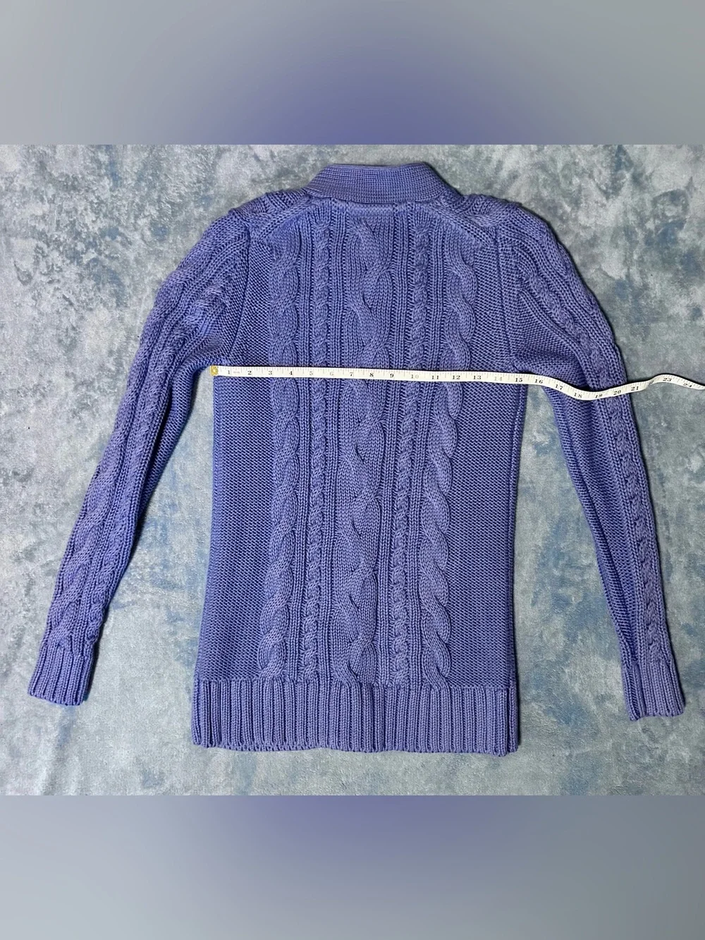 L.L. Bean 100% Cotton Cable Knit Button-Up Cardigan - Lavender
